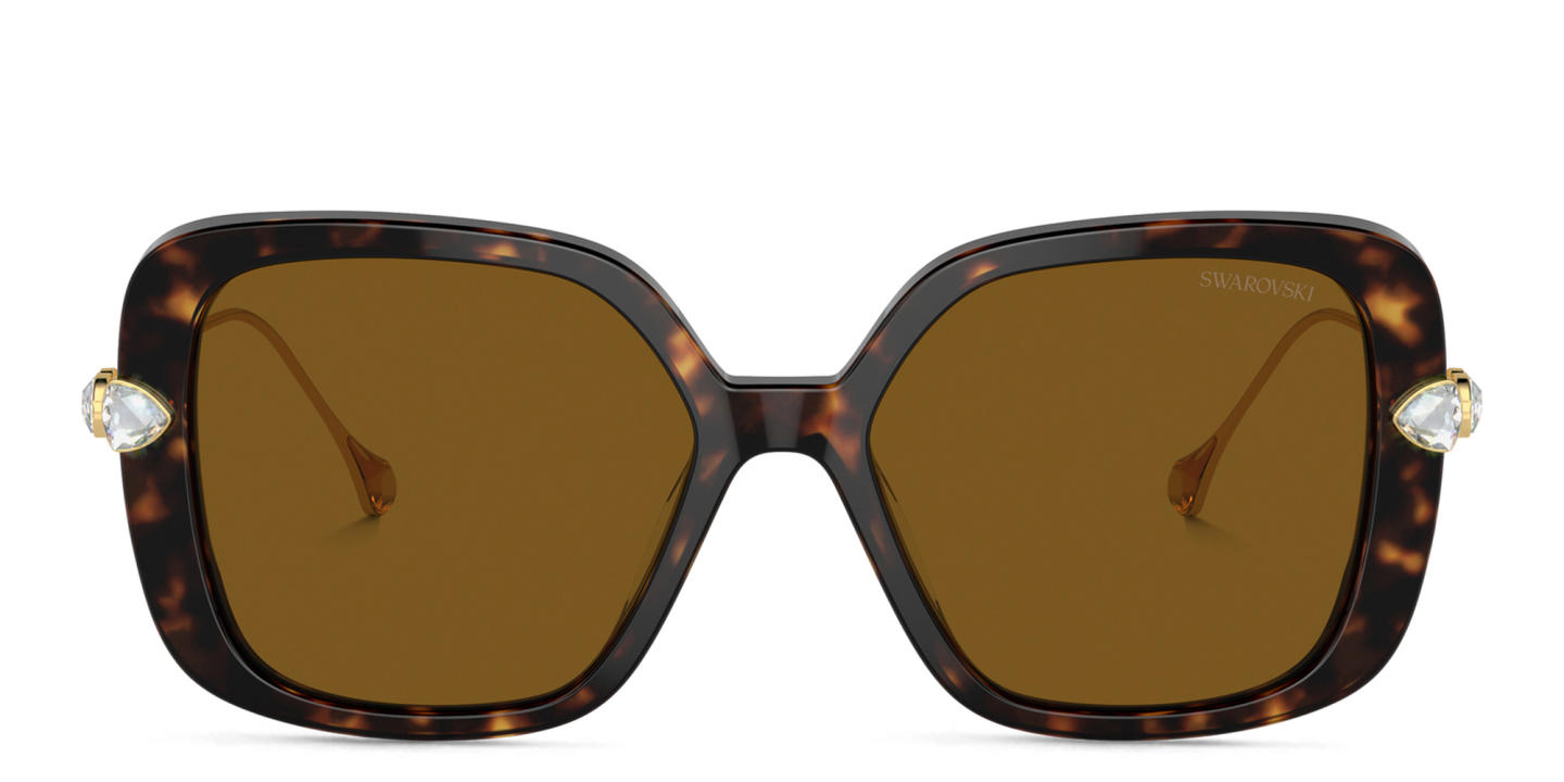 Swarovski Crystal-Embellished Oversized Square Sunglasses in Havana – Product Photo 0