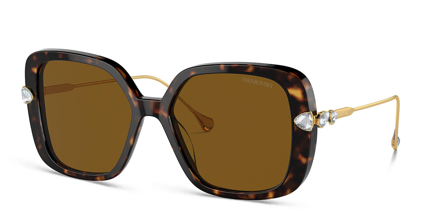 Swarovski Crystal-Embellished Oversized Square Sunglasses in Havana – Product Photo 1