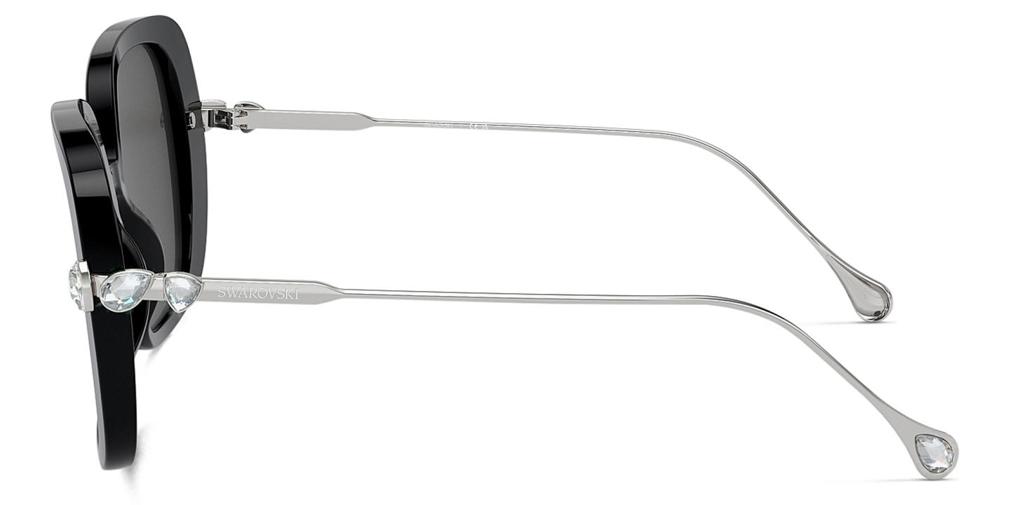 نظارات شمسية مربّعة كبيرة مرصّعة بالكريستال من سواروفسكي بلون أسود - صورة المنتج 2