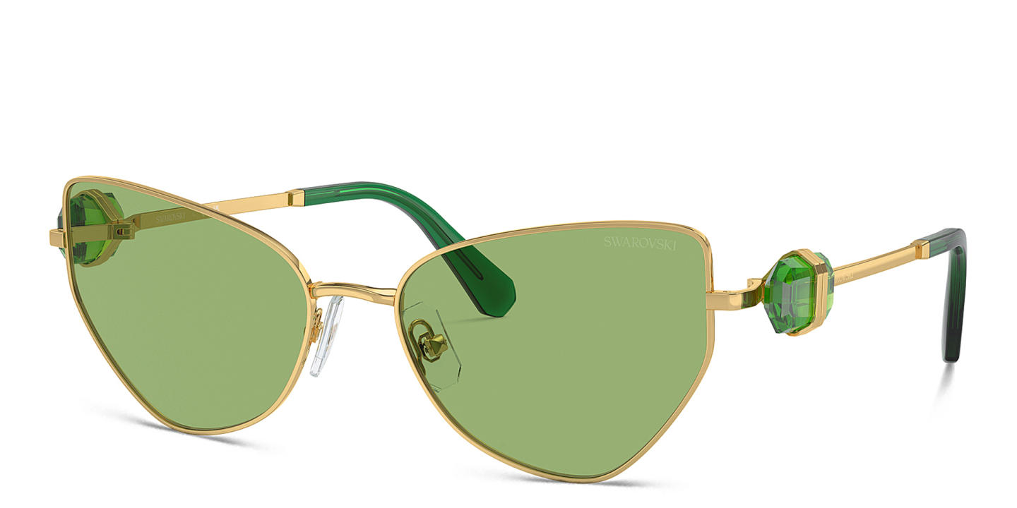 Swarovski Crystal-Studded Irregular Sunglasses in Gold – Product Photo 1