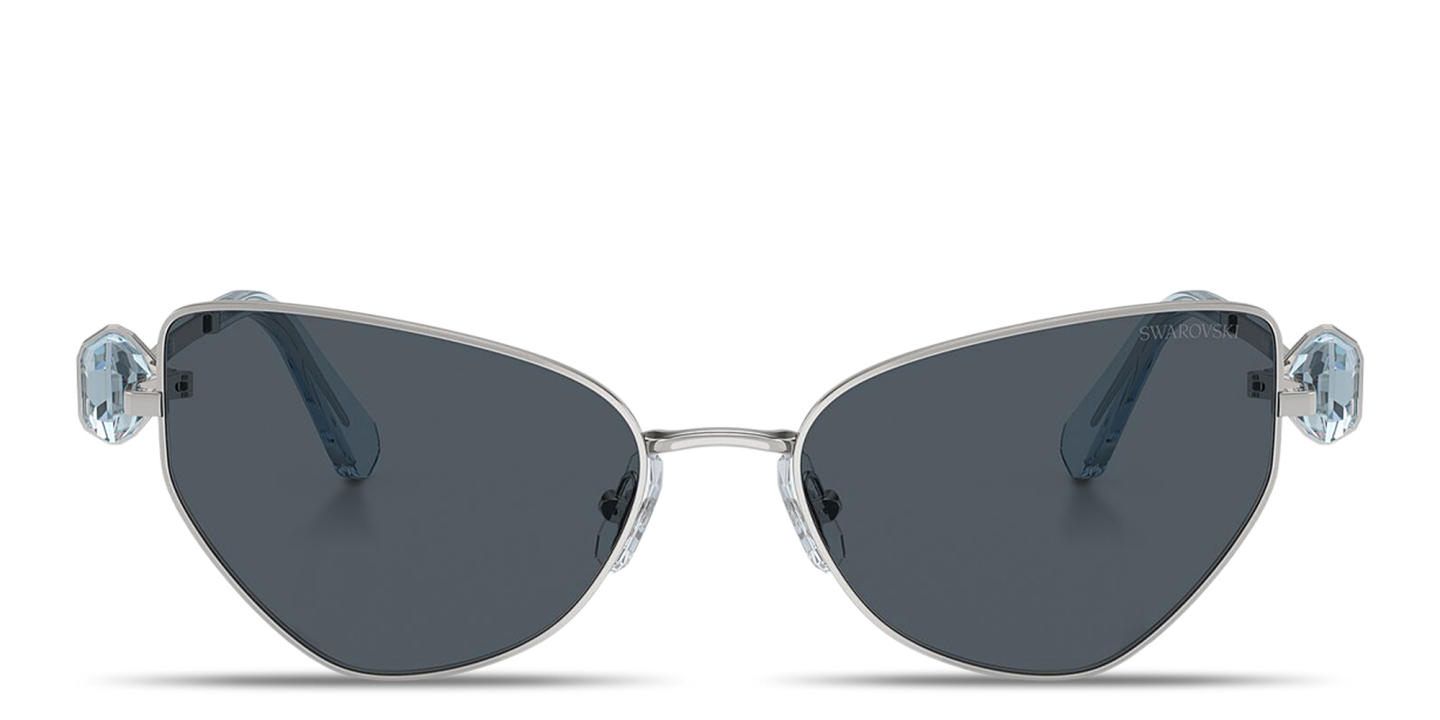 Swarovski Crystal-Studded Irregular Sunglasses in Silver – Product Photo 0