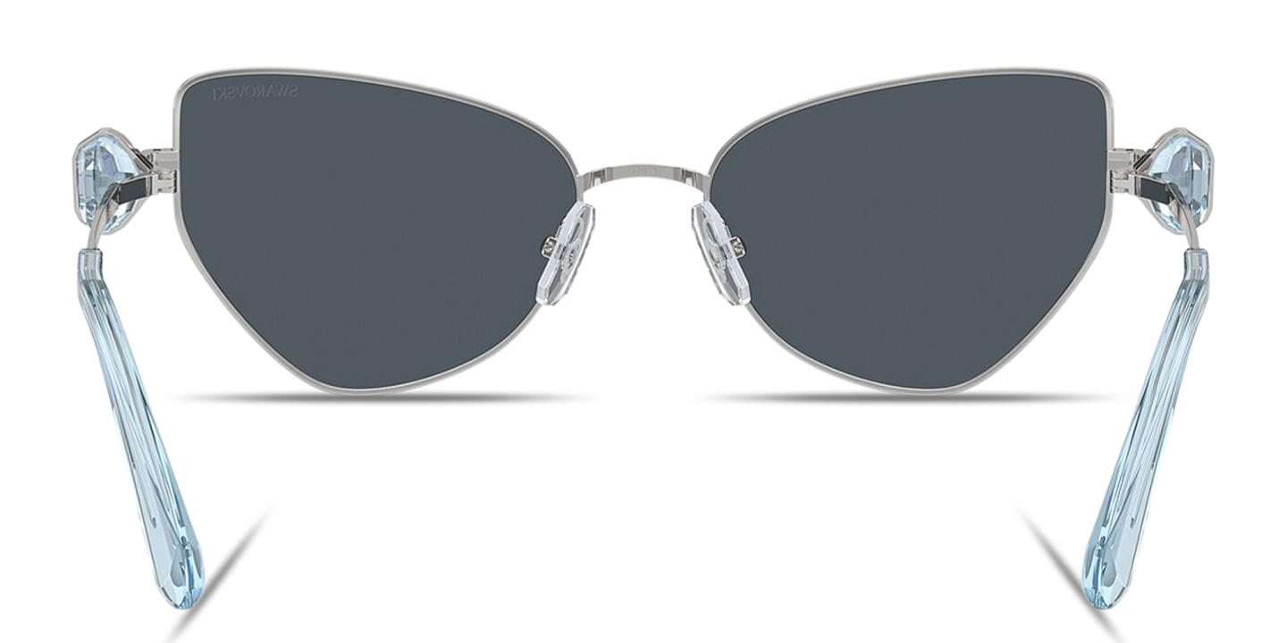 Swarovski Crystal-Studded Irregular Sunglasses in Silver – Product Photo 3