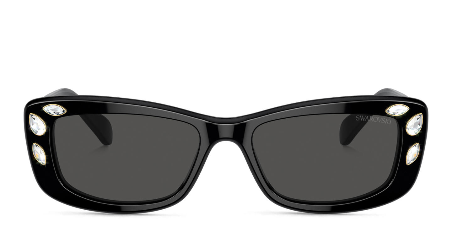 Swarovski Rhinestone Rectangle Sunglasses in Black – Product Photo 0