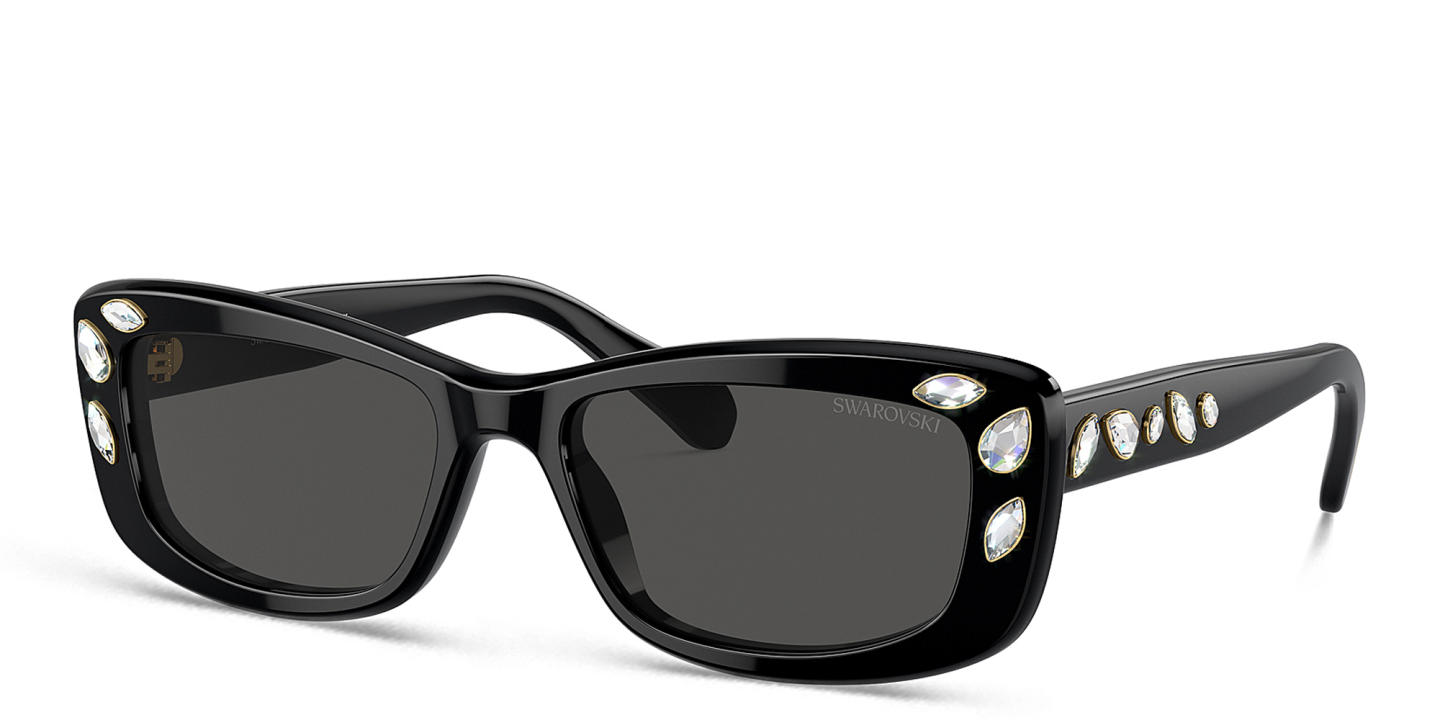 Swarovski Rhinestone Rectangle Sunglasses in Black – Product Photo 1