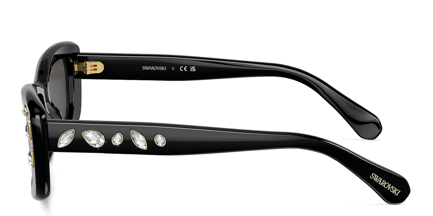 Shop Swarovski Rhinestone Rectangle Sunglasses in Black online.