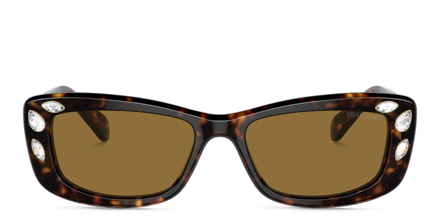 Swarovski Rhinestone Rectangle Sunglasses in Havana – Product Photo 0