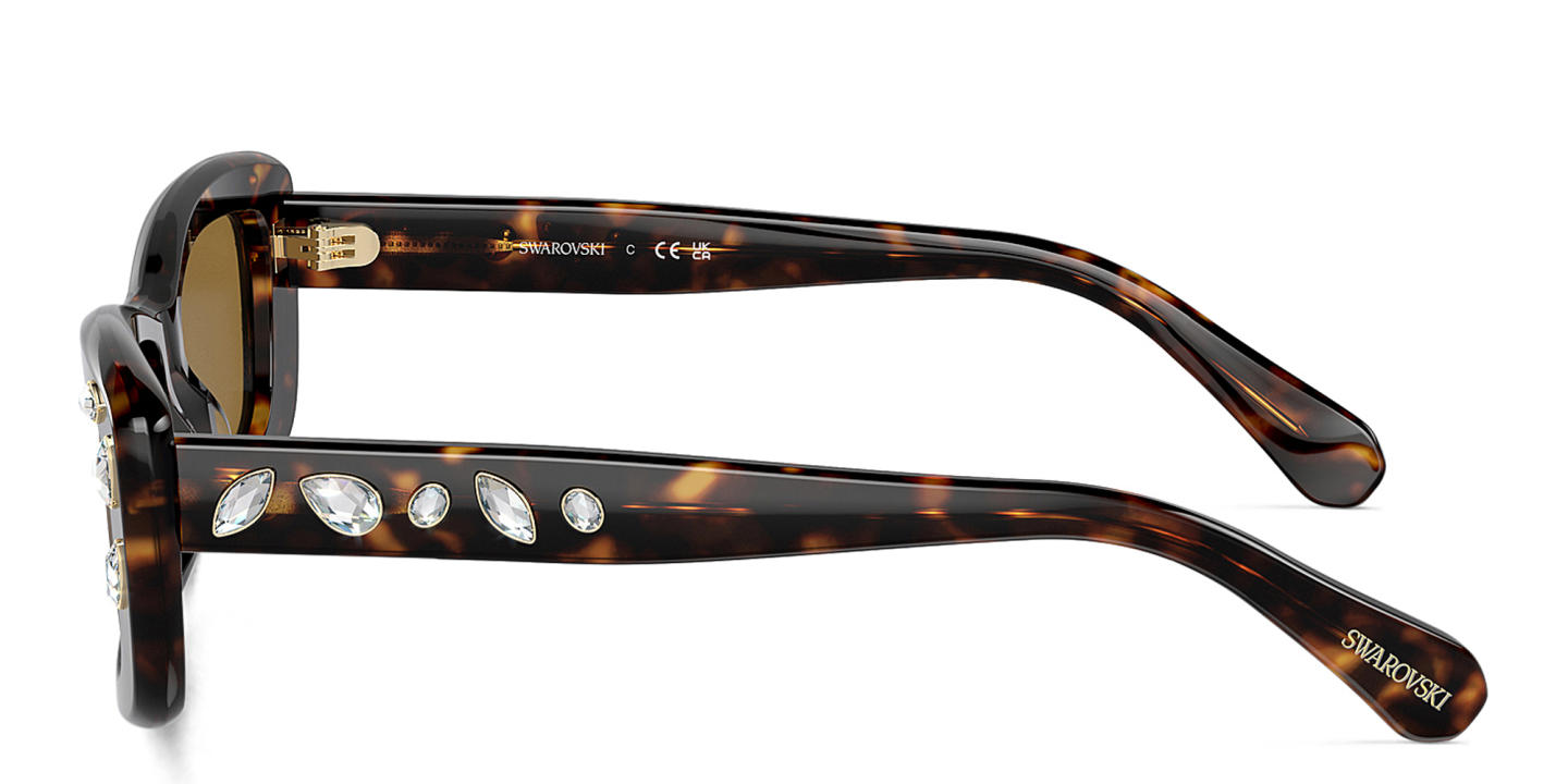 Shop Swarovski Rhinestone Rectangle Sunglasses in Havana online.