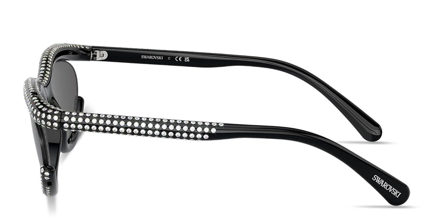 Swarovski Crystal-Embedded Oval Sunglasses in Black – Product Photo 2