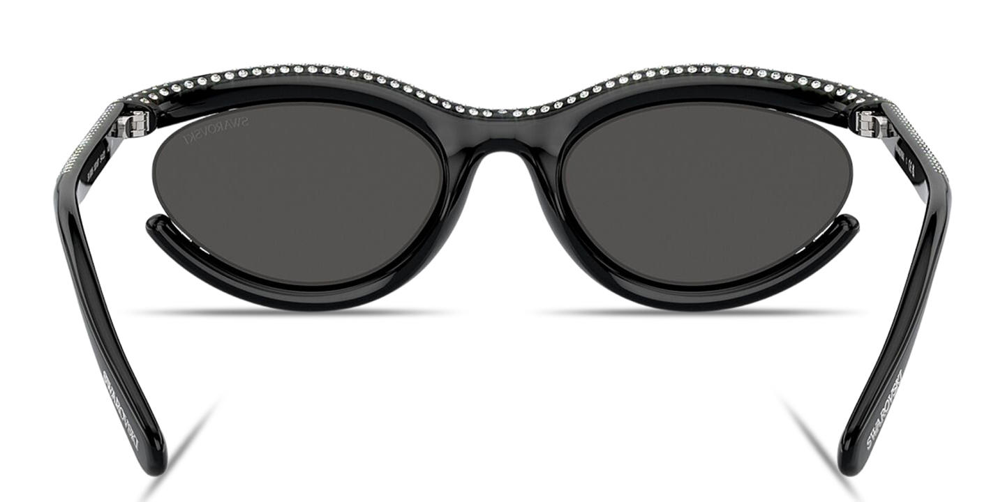 Swarovski Crystal-Embedded Oval Sunglasses in Black – Product Photo 3