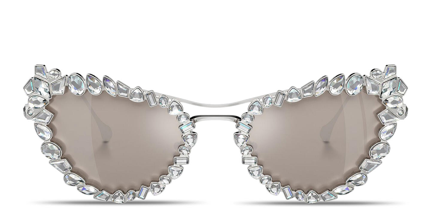 Shop Swarovski Crystal-Accented Irregular Sunglasses in Silver online.