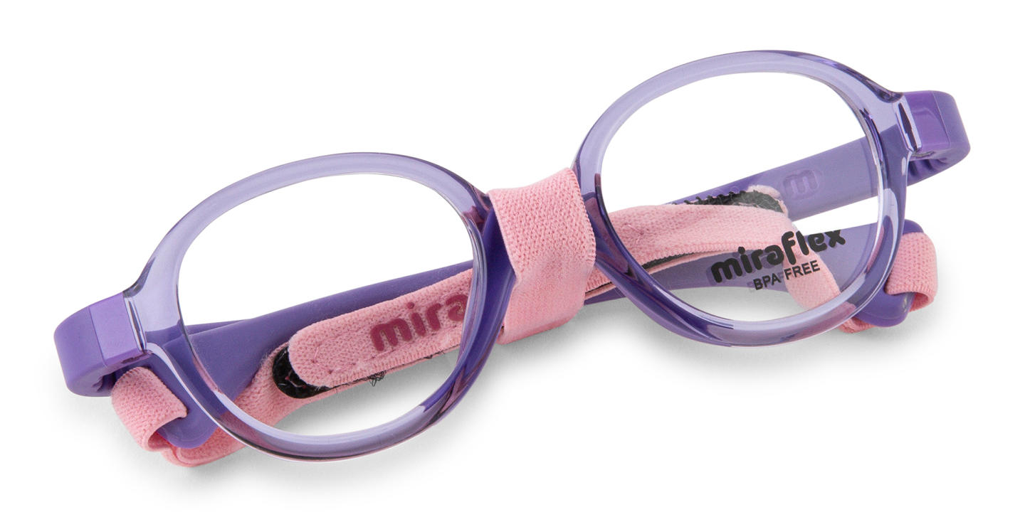 Shop Mira Flex Kids Round Eyeglasses in Translucent Lilac online.