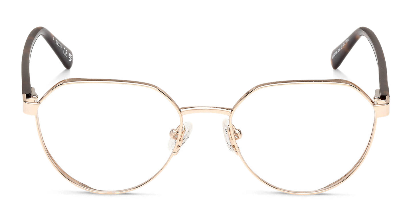 Guess Logo Irregular Eyeglasses in Gold – Product Photo 0