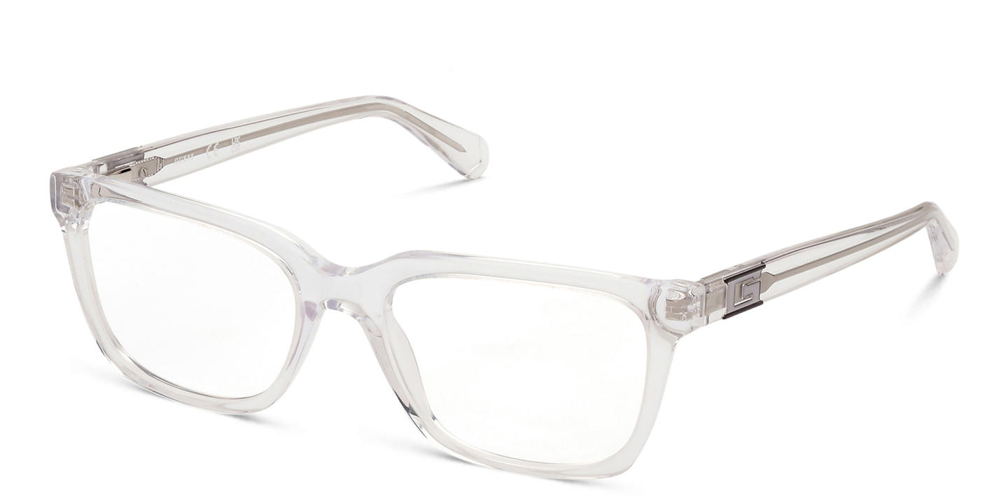 Shop Guess Logo Rectangle Eyeglasses in Clear online.