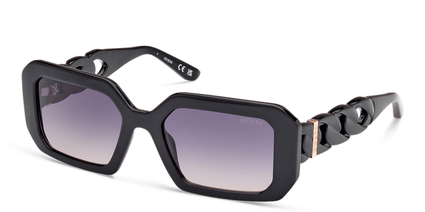 Shop Guess Chain Rectangle Sunglasses in Black online.