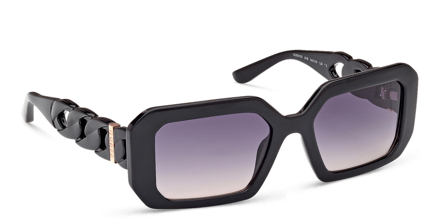 Shop Guess Chain Rectangle Sunglasses in Black online.