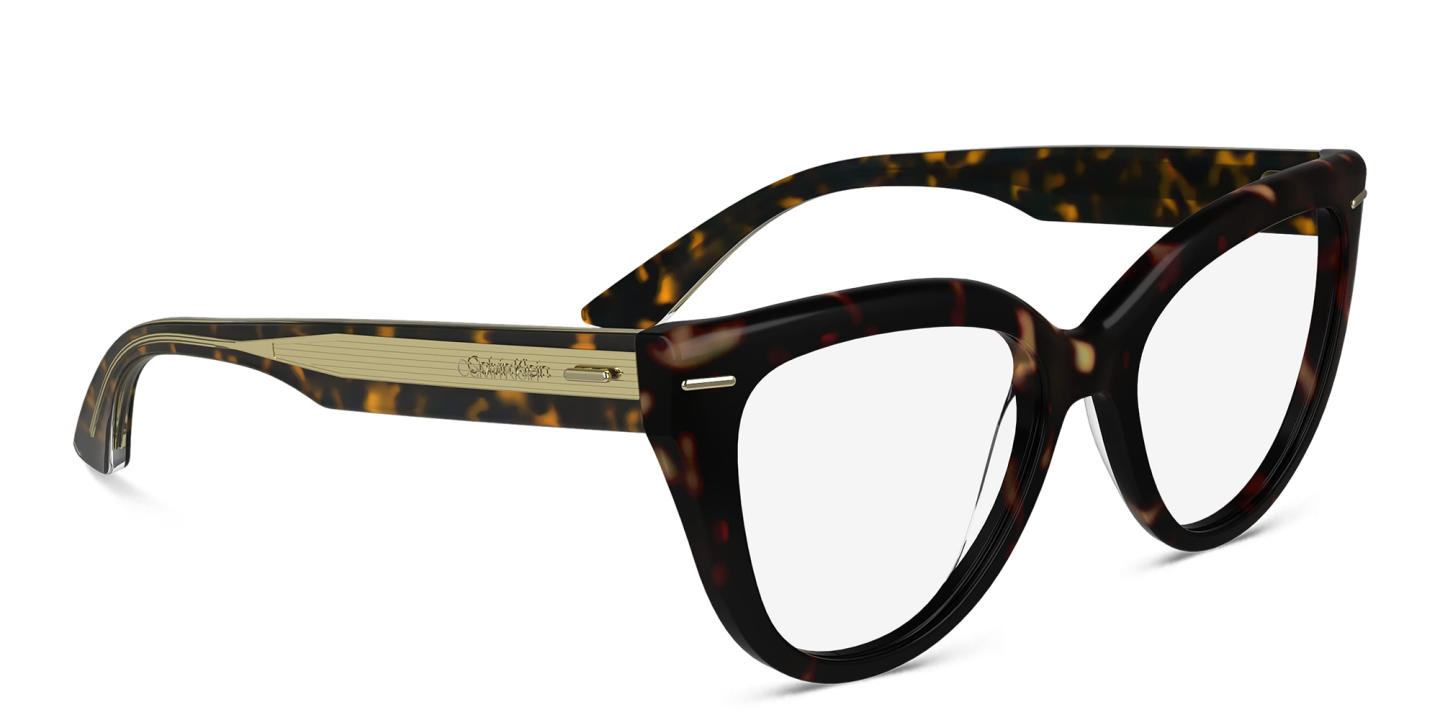 Calvin Klein Logo Cat-Eye Eyeglasses in Tortoise – Product Photo 3