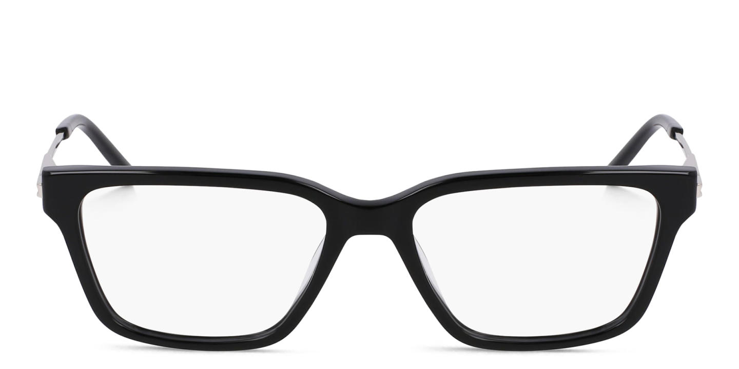 Shop DKNY Logo Rectangle Eyeglasses in Black online.