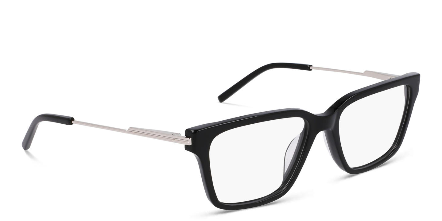Shop DKNY Logo Rectangle Eyeglasses in Black online.