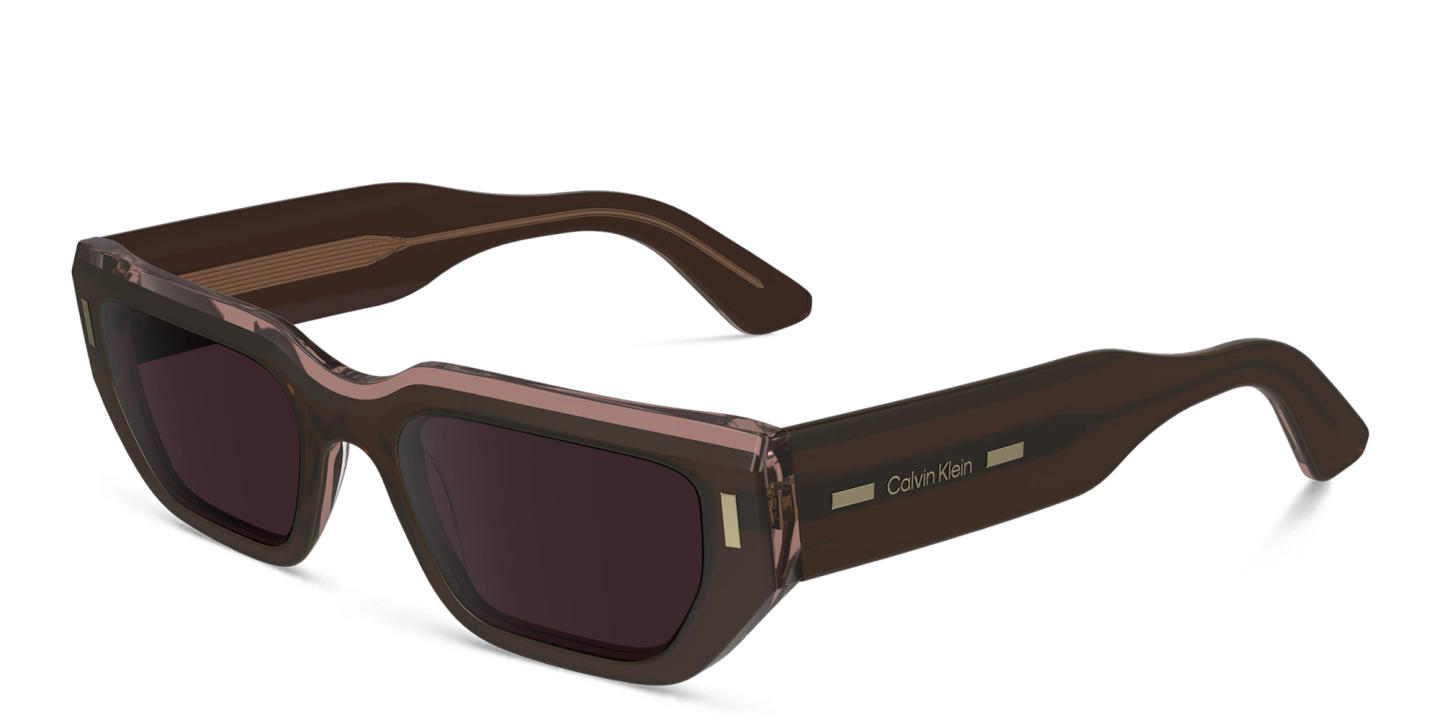 Calvin Klein Logo Unisex Rectangle Sunglasses in Brown – Product Photo 1