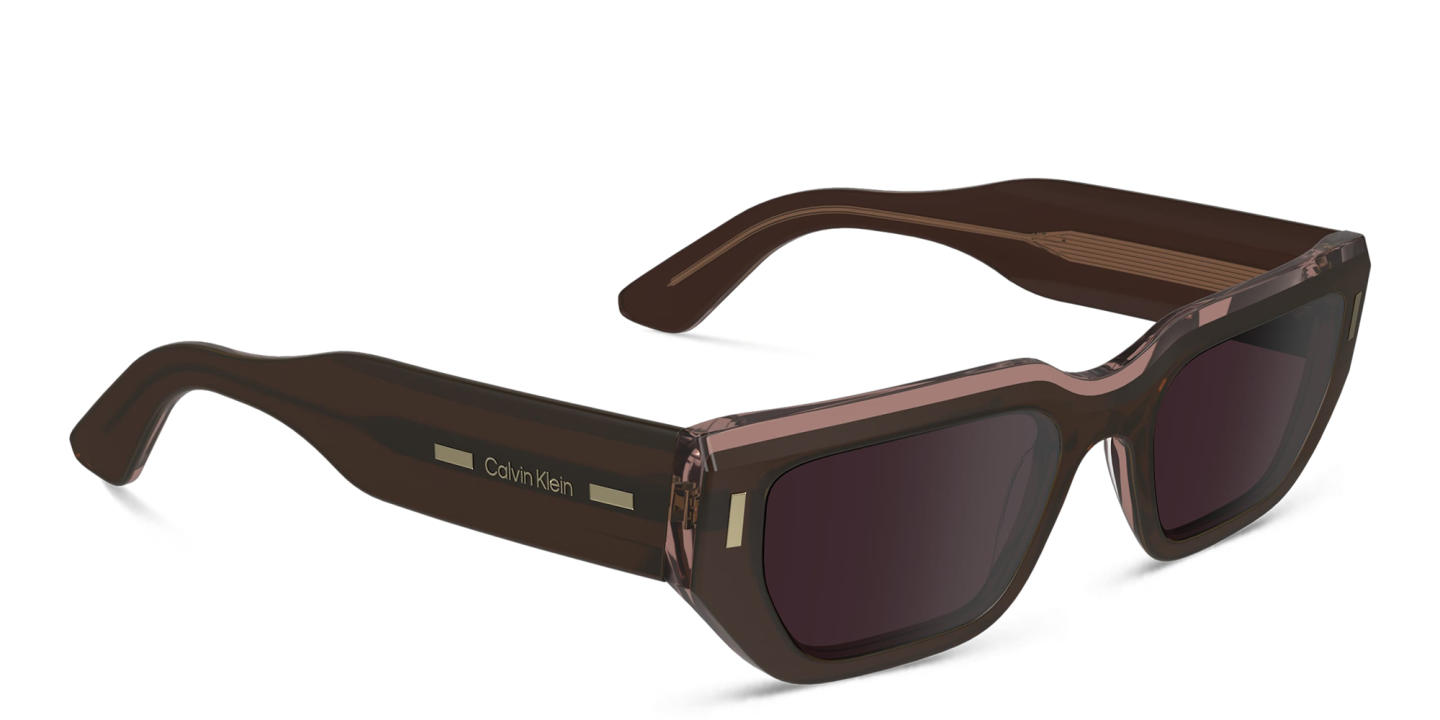 Calvin Klein Logo Unisex Rectangle Sunglasses in Brown – Product Photo 3