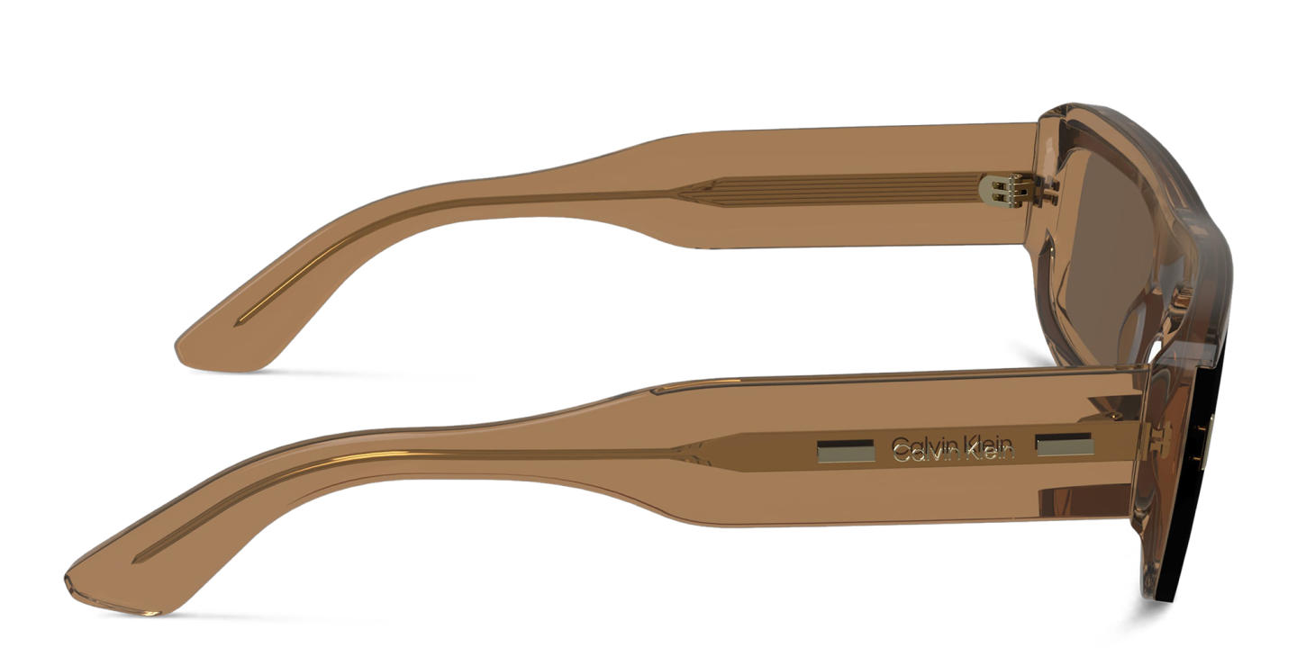 Shop Calvin Klein Logo Unisex Rectangle Sunglasses in Brown online.