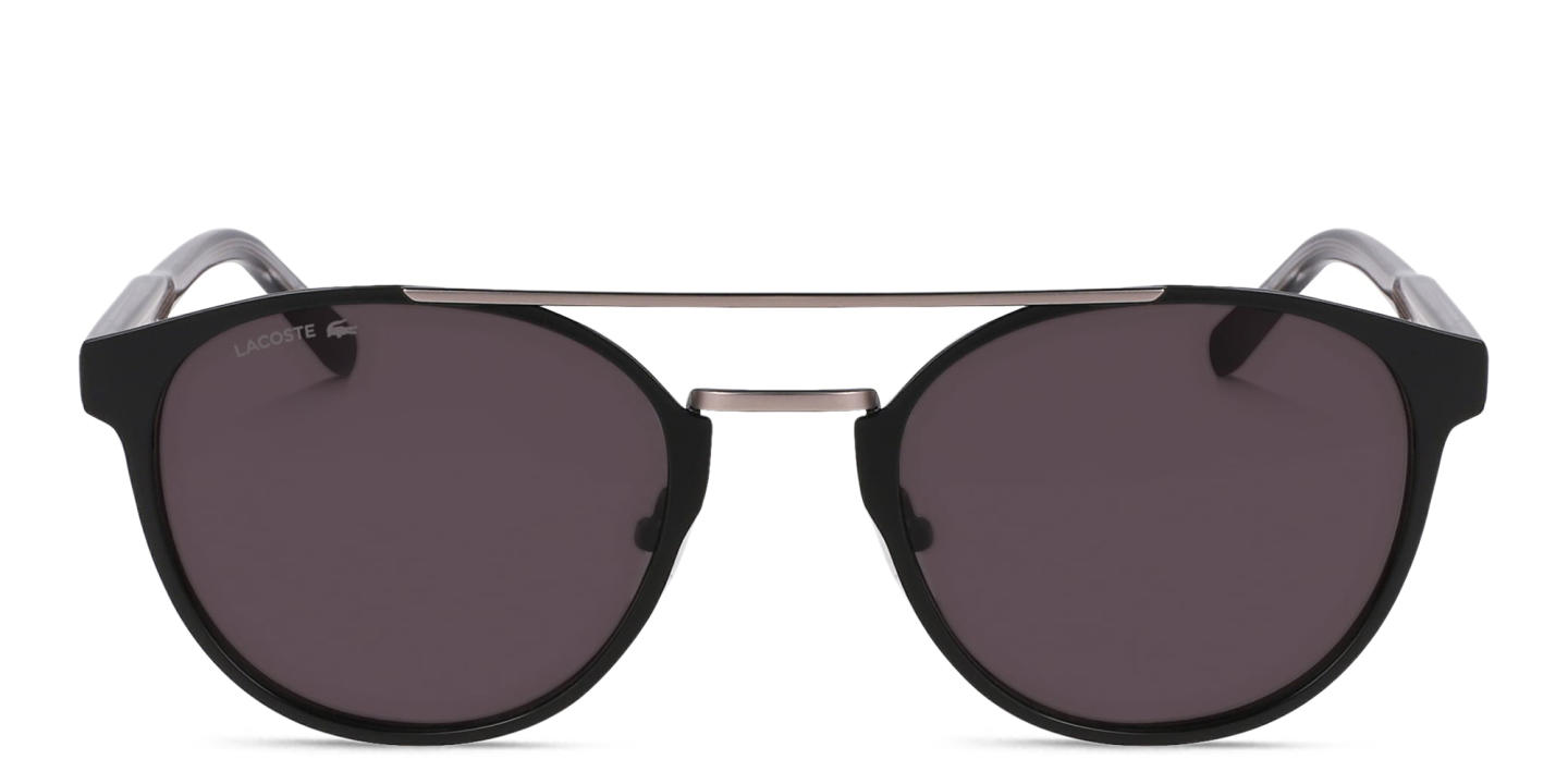 Shop Lacoste Logo Round Sunglasses in Black online.