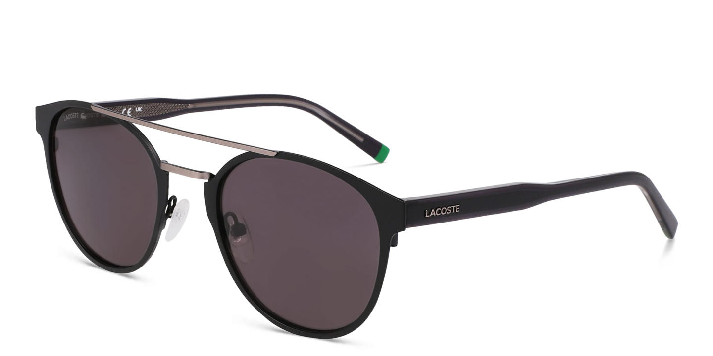 Shop Lacoste Logo Round Sunglasses in Black online.