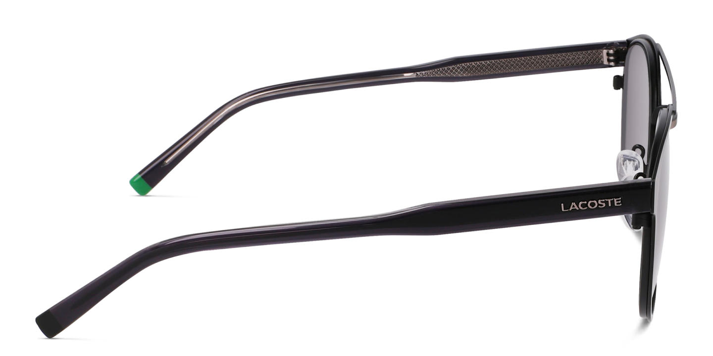 Shop Lacoste Logo Round Sunglasses in Black online.