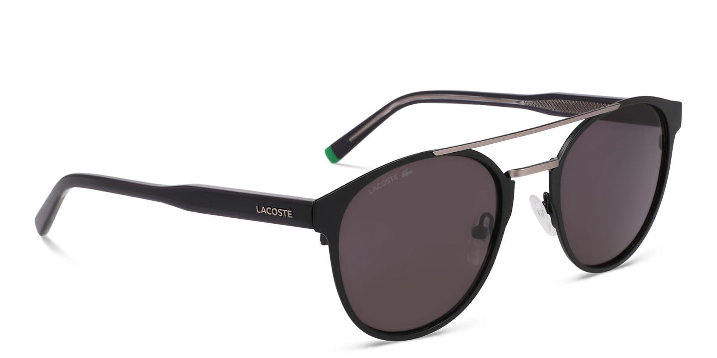 Shop Lacoste Logo Round Sunglasses in Black online.