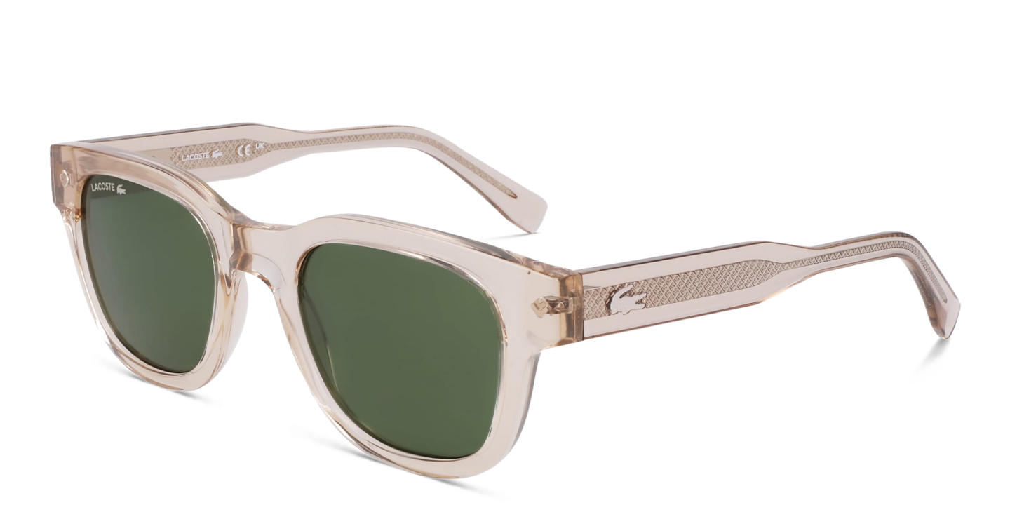 Shop Lacoste Logo Unisex Round Sunglasses in Beige online.