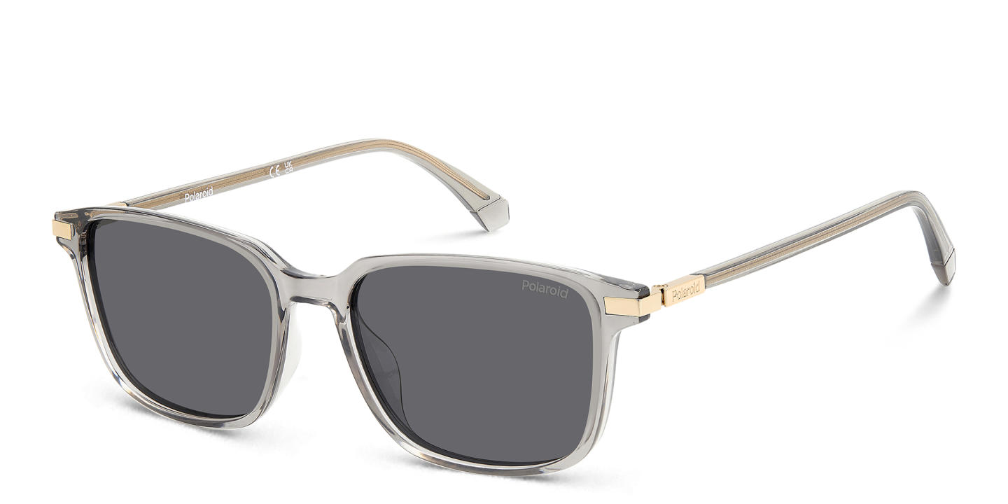 Shop Polaroid Logo Square Sunglasses in Transparent Beige online.