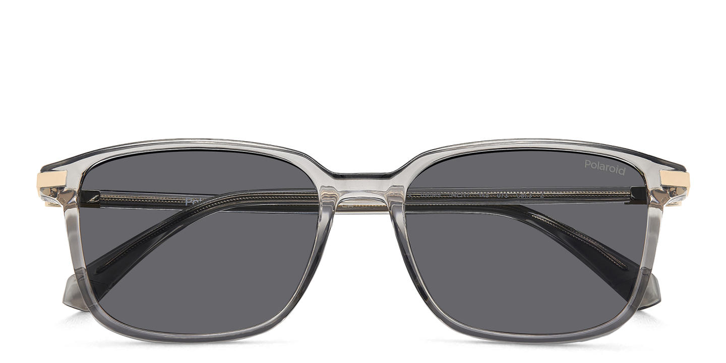 Shop Polaroid Logo Square Sunglasses in Transparent Beige online.