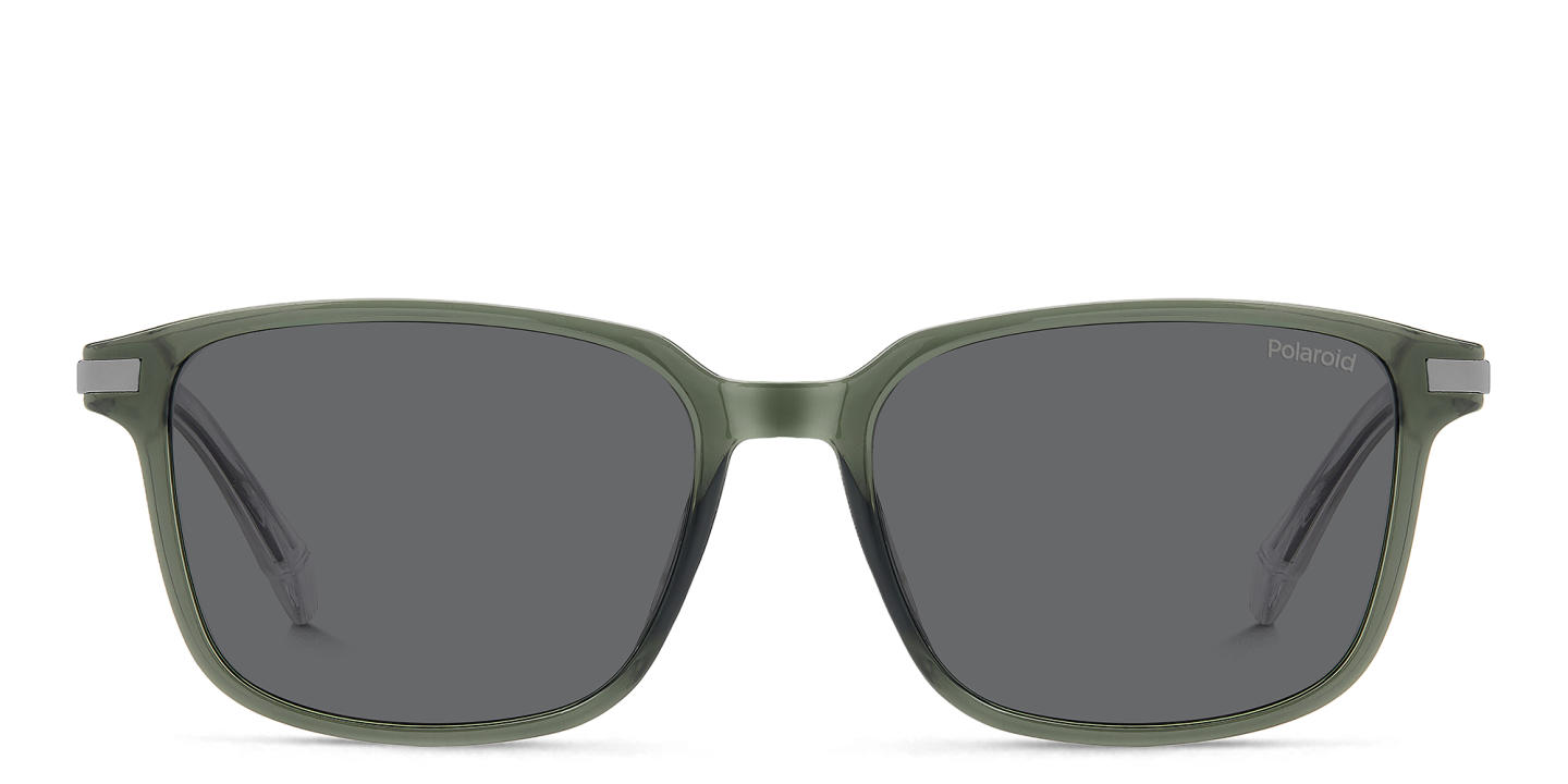 Shop Polaroid Logo Square Sunglasses in Green online.
