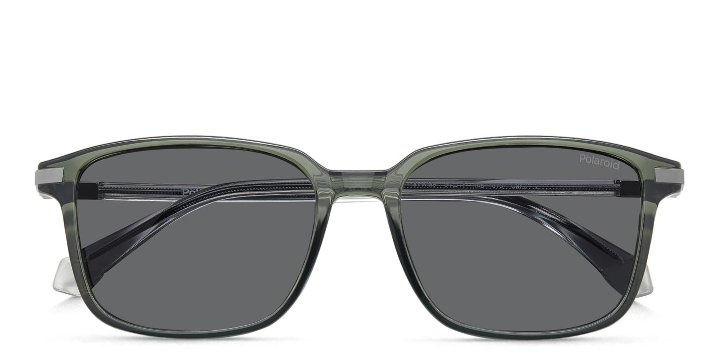 Shop Polaroid Logo Square Sunglasses in Green online.