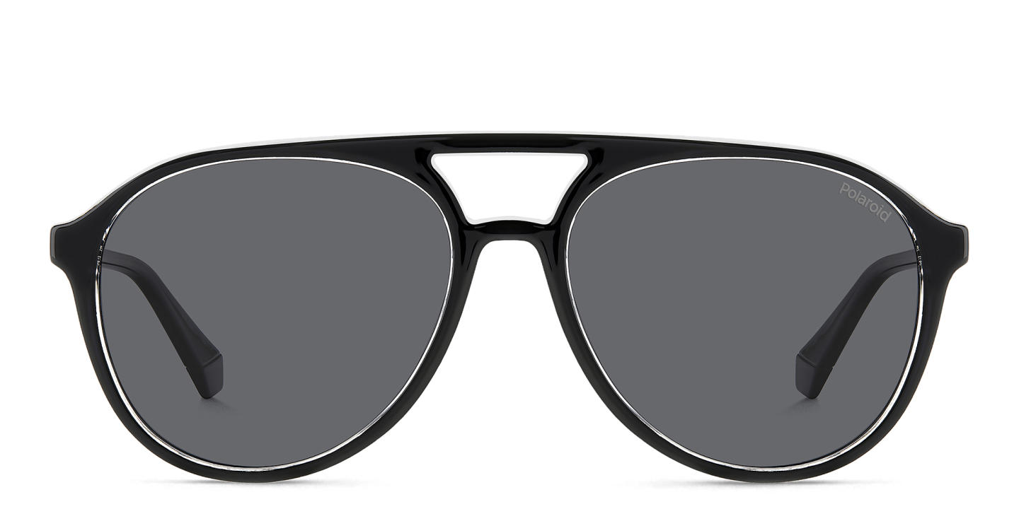 Polaroid Logo Unisex Aviator Sunglasses in Black – Product Photo 0
