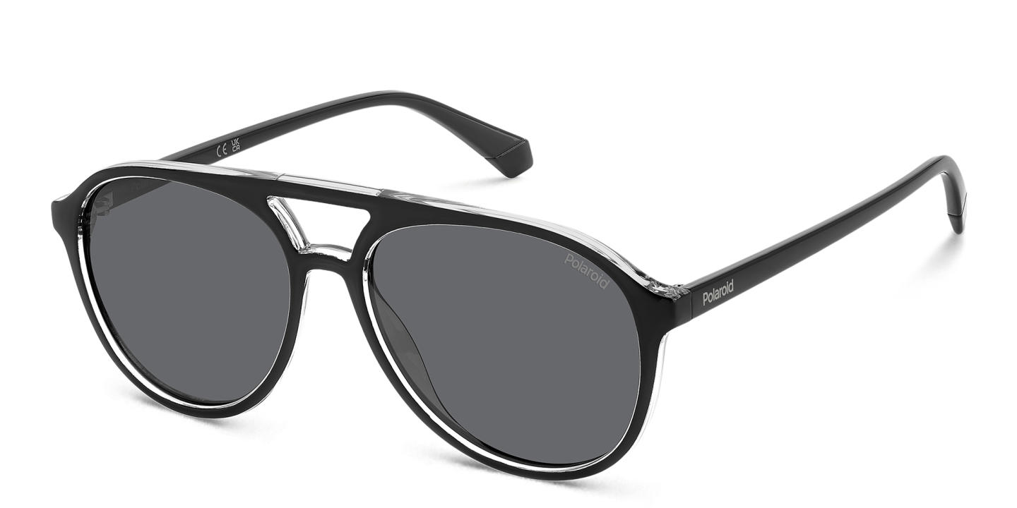 Polaroid Logo Unisex Aviator Sunglasses in Black – Product Photo 1