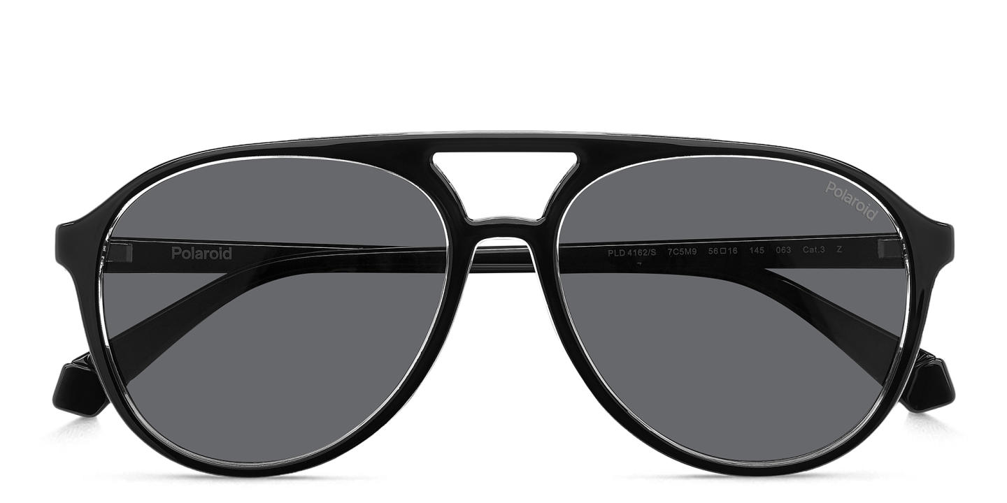 Polaroid Logo Unisex Aviator Sunglasses in Black – Product Photo 2