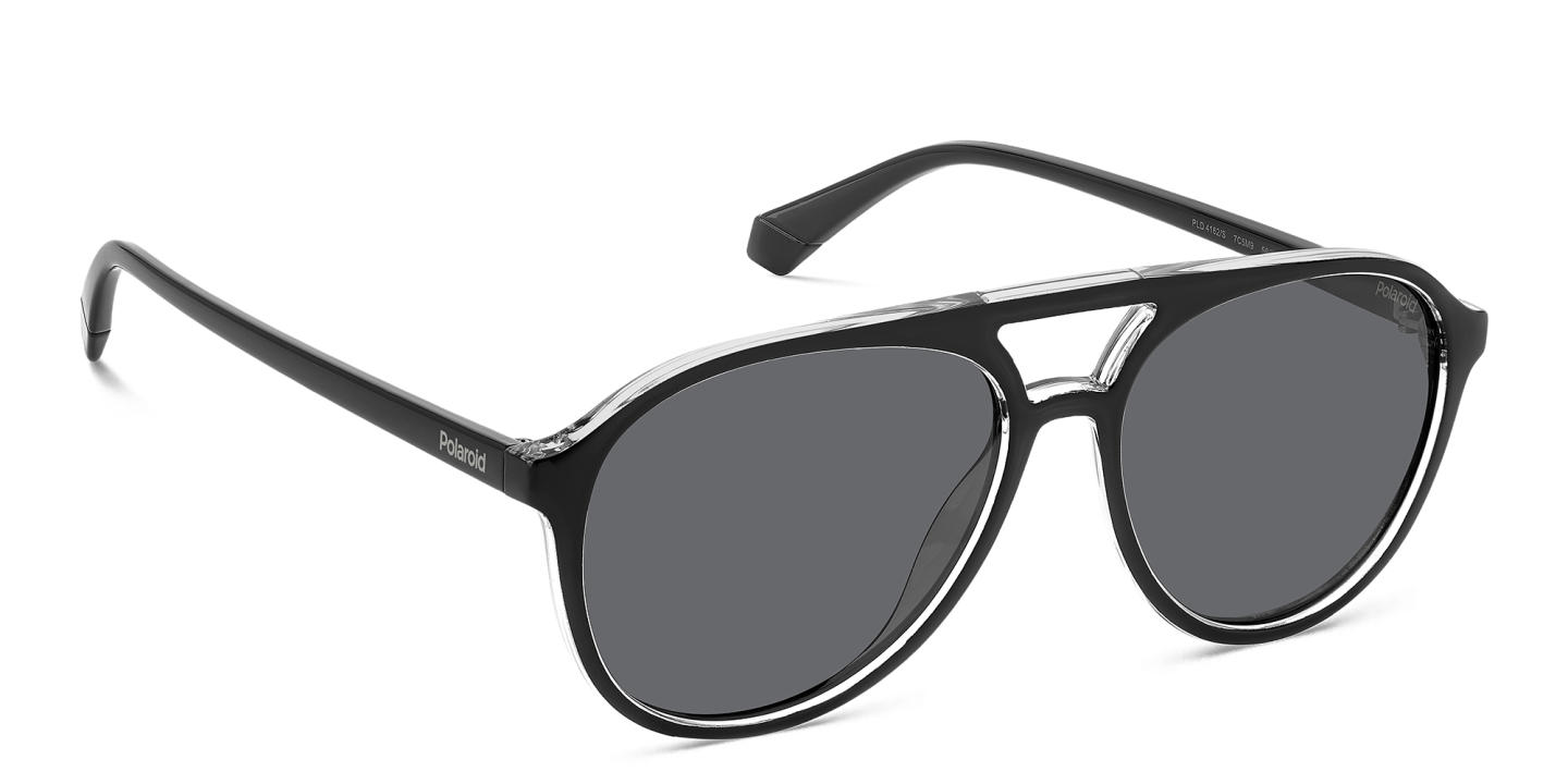 Polaroid Logo Unisex Aviator Sunglasses in Black – Product Photo 3