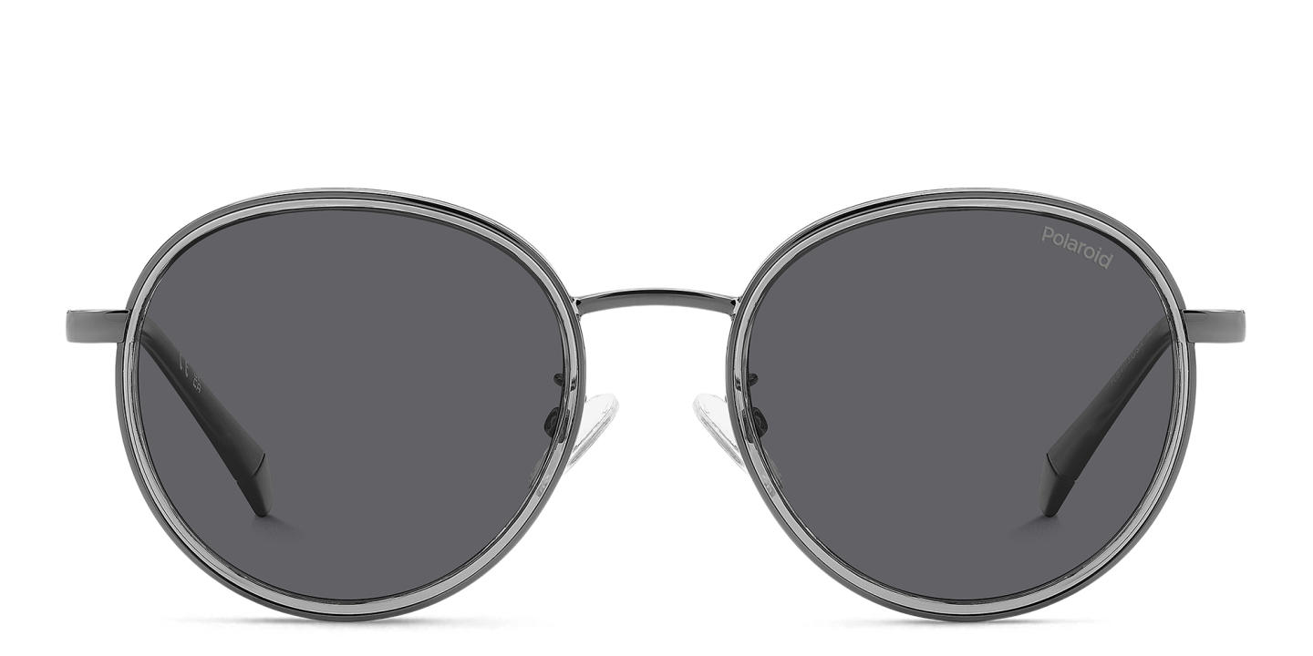 Shop Polaroid Logo Unisex Round Sunglasses in Gunmetal online.