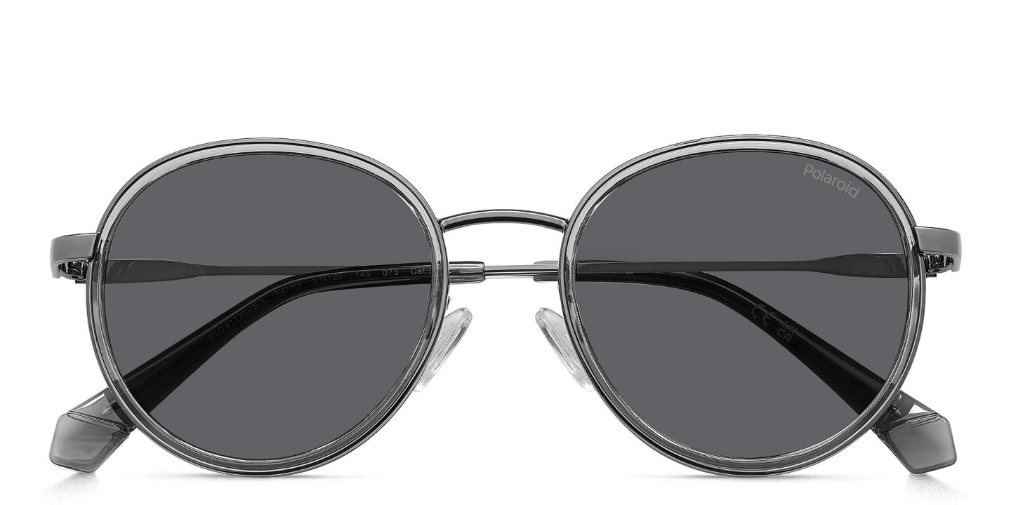 Shop Polaroid Logo Unisex Round Sunglasses in Gunmetal online.