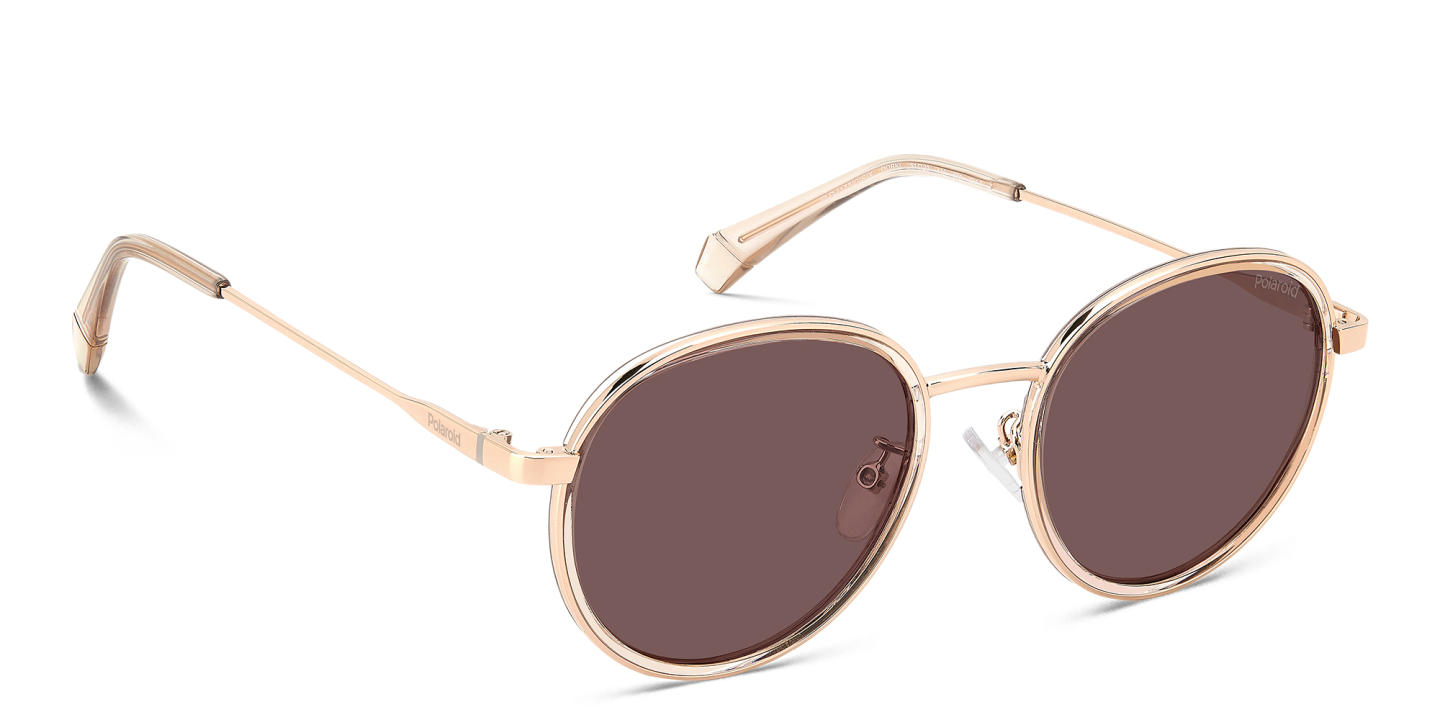 Polaroid Logo Unisex Round Sunglasses in Gold – Product Photo 3
