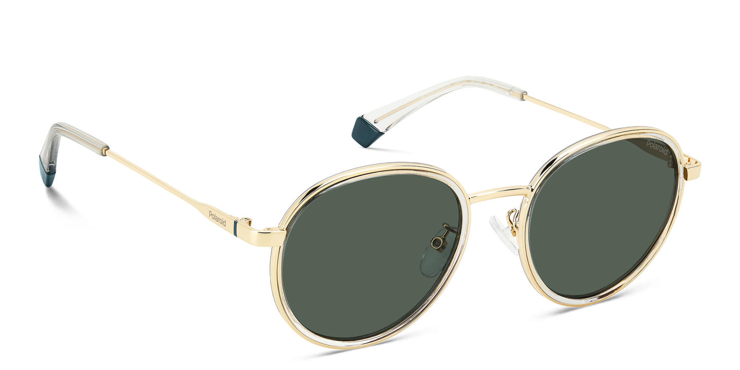 Shop Polaroid Logo Unisex Round Sunglasses in Gold online.