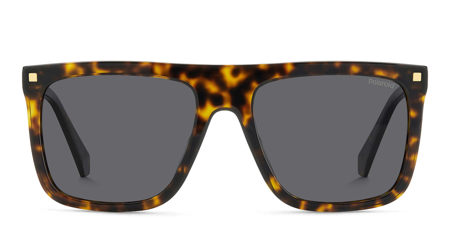 Shop Polaroid Logo Square Sunglasses in Havana online.