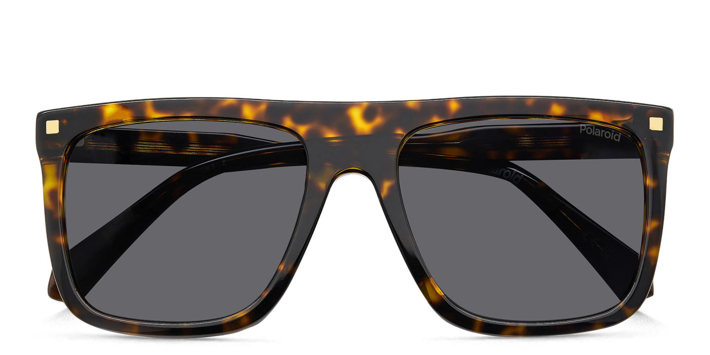 Shop Polaroid Logo Square Sunglasses in Havana online.