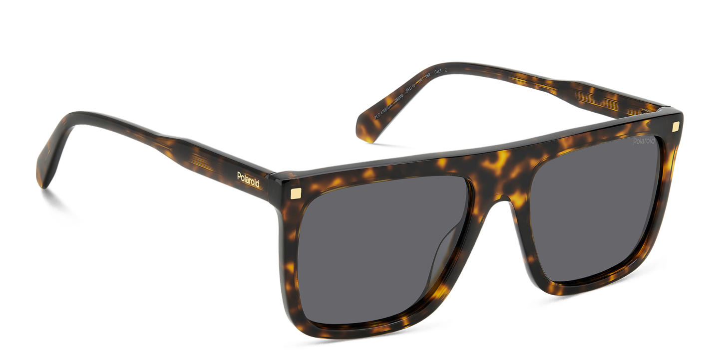 Shop Polaroid Logo Square Sunglasses in Havana online.