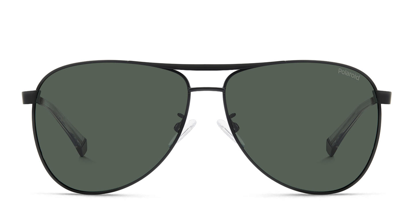 Shop Polaroid Logo Aviator Sunglasses in Black online.