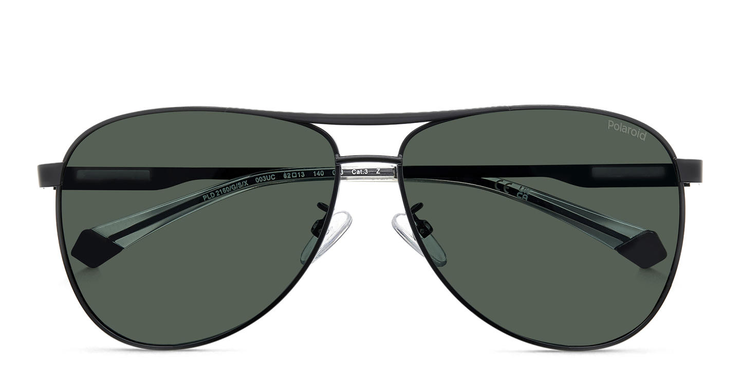 Shop Polaroid Logo Aviator Sunglasses in Black online.