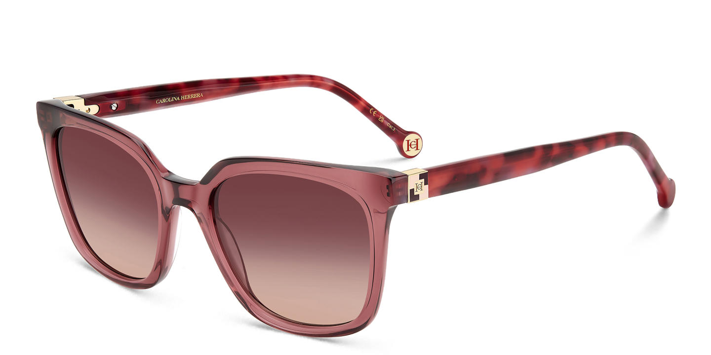 Shop Carolina Herrera Logo Square Sunglasses in Pink online.