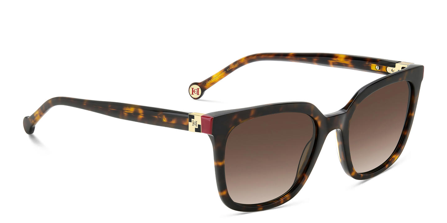 Shop Carolina Herrera Logo Rectangle Sunglasses in Havana online.