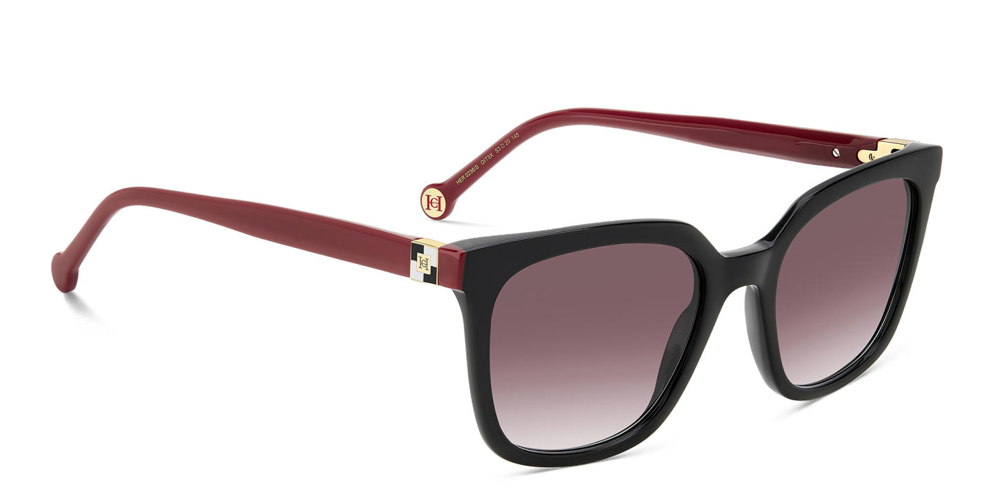 Shop Carolina Herrera Logo Square Sunglasses in Black online.